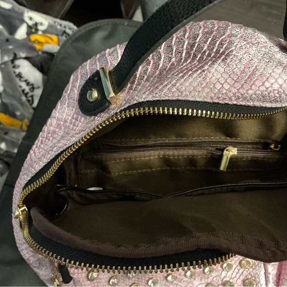Metallic Pink and Rhinestone Studded Backpack - Picture 3 of 3
